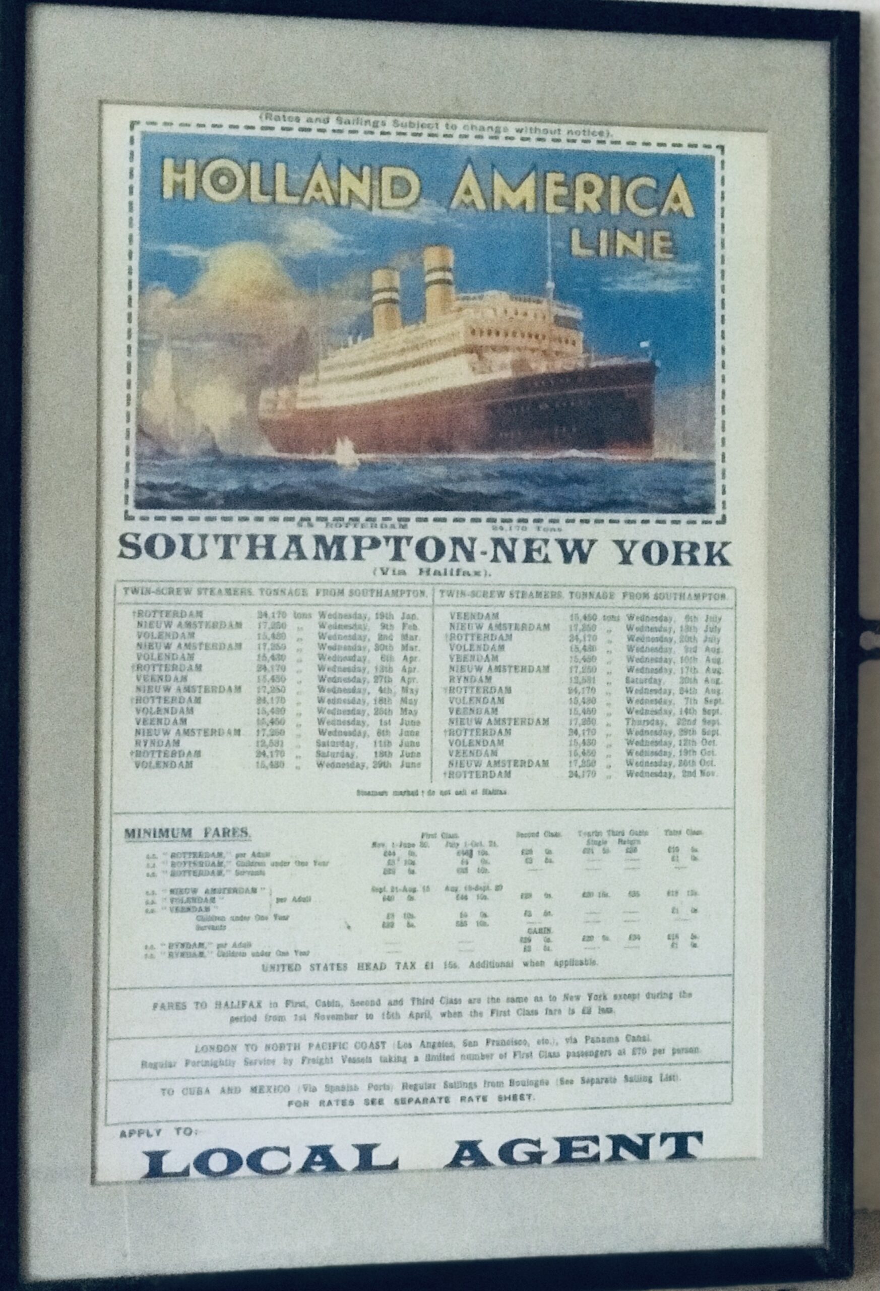Vintage Holland America Shipping Line Advert - The Irish Pub Emporium